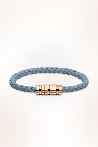Rose gold and leather bracelet for women